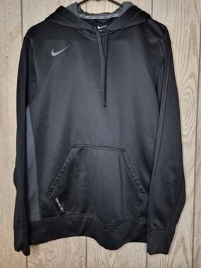 Nike Black Therma-Fit Pullover Hoodie with Grey Swoosh